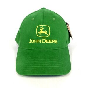 John Deere Bright Green Canvas Trucker Hat Snapback Adult OS NWT Cap